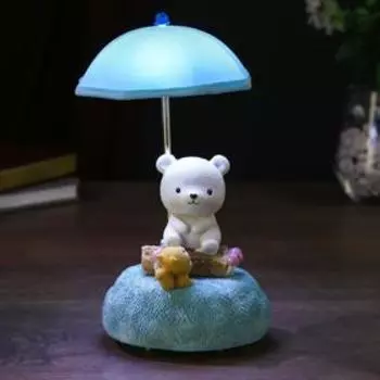 Сувенир полистоун свет, музыка "Медвежонок и белочка под зонтиком" МИКС 21х12х12 см