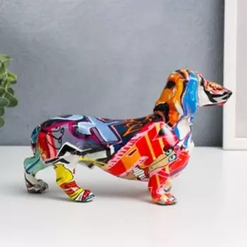 Сувенир полистоун "Такса, расписанная граффити" 14х8х22 см