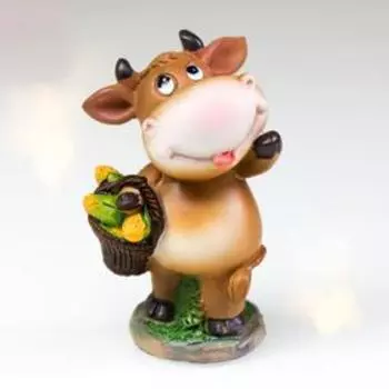 Сувенир полистоун "Телёнок Малыш садовник" МИКС 8х4х5 см