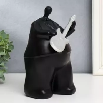 Сувенир полистоун "Толстячок-музыкант с гитарой" чёрный 23х14х16,5 см