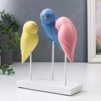 Сувенир полистоун "Три птички" пастельные тона 19х6,5х16 см