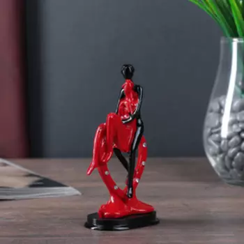 Сувенир полистоун "Влюблённые на сердце со стразами" красно-чёрный 12,5х6,5х4,5 см