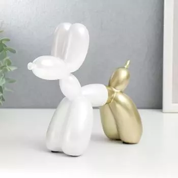 Сувенир полистоун "Воздушный шарик - собачка" золото и белый перламутр 19х7,5х20 см