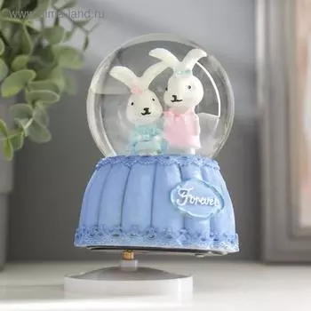 Сувенир полистоун водяной шар музыка "Нарядные зайчатки" крутится МИКС 15х10х10 см