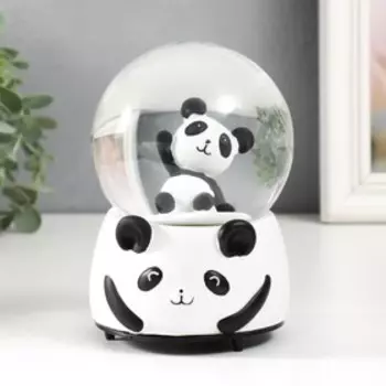 Сувенир полистоун водяной шар музыка "Панда" крутится 15х10х10 см
