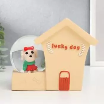 Сувенир полистоун водяной шар свет/для ручек "Пёсик у будки" МИКС 13х7х17 см