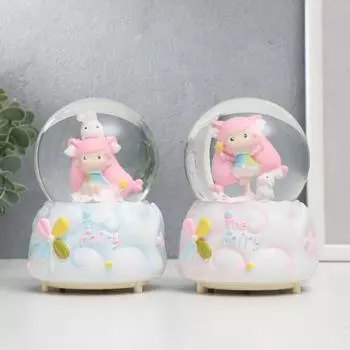 Стеклянный шар свет, музыка "Малышка с зайкой" МИКС13х8х8 см