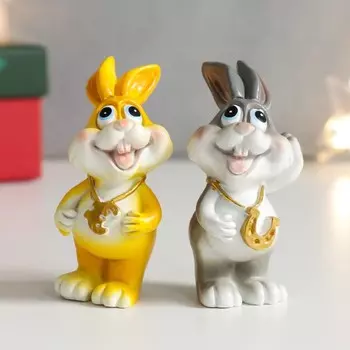 Сувенир полистоун "Зайчик с подвеской" МИКС 4х3,5х7,5 см