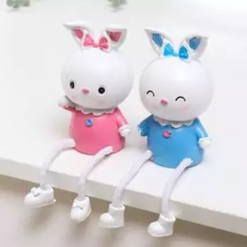 Сувенир полистоун "Зайка с бантиком и длинными ножками" набор 2 шт 20х7х5,5 см