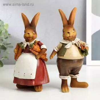 Сувенир полистоун "Зайка с морковкой" МИКС 18х9х7,5 см