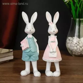 Фигурка полистоун «Зайка в бежевом платье либо в шортах и жилетке», 19.54.56.5 см, МИКС