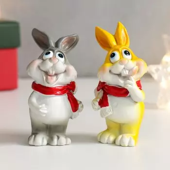 Сувенир полистоун "Зайка в шарфике" МИКС 4х3,5х7,5 см