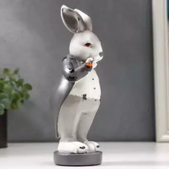 Сувенир полистоун "Заяц в сером фраке, с трубкой" 21х6,5х6 см