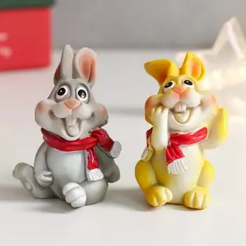 Сувенир полистоун "Зимний зайчик" МИКС 3,5х3х5,5 см