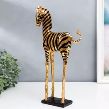 Сувенир полистоун "Золотая длинноногая зебра" 41х7х20 см