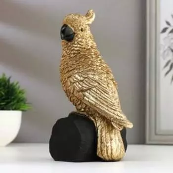 Сувенир полистоун "Золотой какаду на бревнышке" 20х9х8,7 см