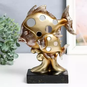 Сувенир полистоун "Золотые рыбки" с зеркальцами 16,5х7х22 см