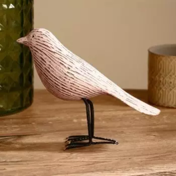 Сувенир "Птичка" дерево 17 см, розовый