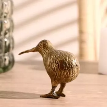 Сувенир "Птичка Киви" 7,5х11 см, бронза, цв. золотой