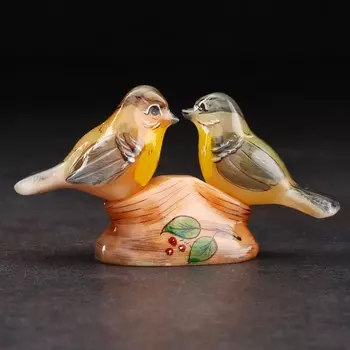 Сувенир "Птички Синички парочка", селенит