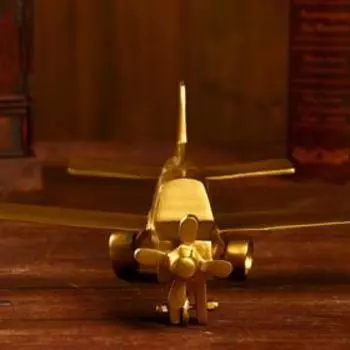 Сувенир "Самолёт" алюминий 38,7х30,5х14 см (латунное покрытие)