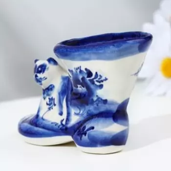 Сувенир «Сапог с котом», гжель