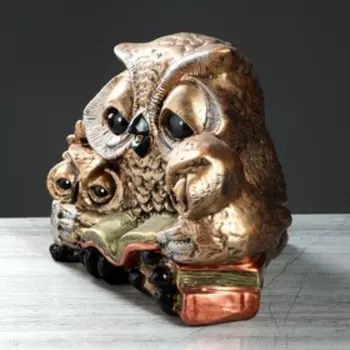 Сувенир "Сова-мама с книгой", бронзовый цвет, 25 см