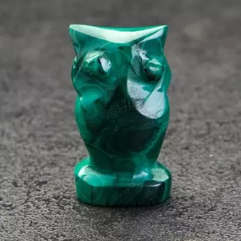 Сувенир "Сова", средняя, натуральный малахит