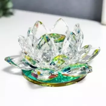 Сувенир стекло "Лотос кристалл трехъярусный голография" d=11 см