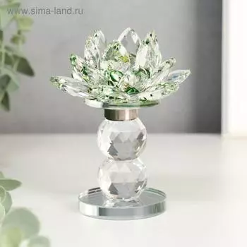 Сувенир стекло "Лотос на пьедестале" вращается, зелёный 10,5х8,5х8,5 см