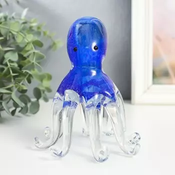Сувенир стекло "Осьминог синий" 12х12х14 см