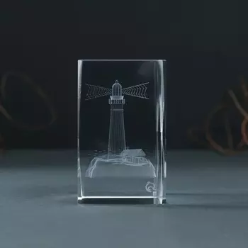 Сувенир стекло прямоугольник "Маяк" 5х5х8 см