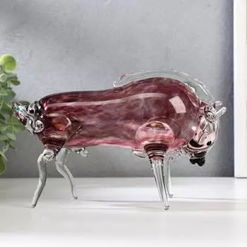 Сувенир стекло в стеклокрошку "Бык" 13 см марг.