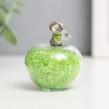 Сувенир стекло "Зелёное яблочко со стразами" 4,5х4х4 см