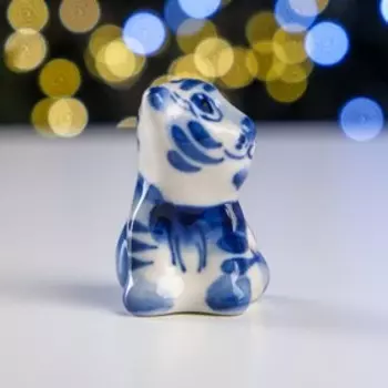 Сувенир "Тигр Хантер", гжель 4х3,5 см