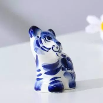 Сувенир Тигр "Янтарь", 7 см, гжель
