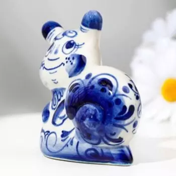 Сувенир гжель «Улитка», бело-синий,керамика,