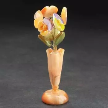 Фигурка «Росток с фиалками», 5 цветков, селенит