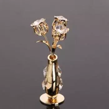 Сувенир "Ваза с цветами" с кристаллами