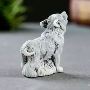 Фигурка «Волчонок воет маленький», мраморная крошка, 4.5 см