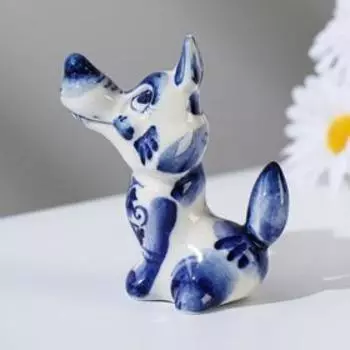 Сувенир гжель «Волк», бело-синий,керамика, 7 см,