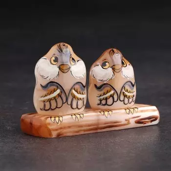 Сувенир " Воробьи парочка", селенит