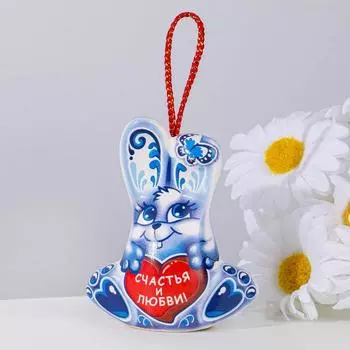 Сувенир "Заяц", 7,5 см, керамика, гжель