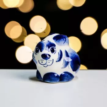 Сувенир "Заяц Пушок" 4,2 см , гжель