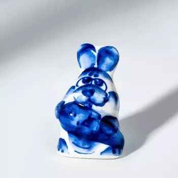 Сувенир "Заяц с морковью", гжель