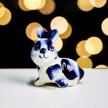 Сувенир "Заяц Шустрик" 4,5 см , гжель