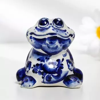 Сувенир гжель «Жаба», бело-синий,керамика,