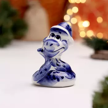 Фигурка фарфор гжель «Змейка в шапке»