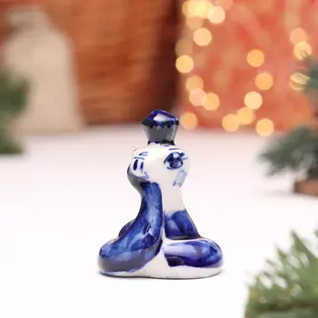 Фигурка керамика гжель «Змея», 5 см