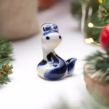 Сувенир "Змея Кнопка", гжель, 4 см